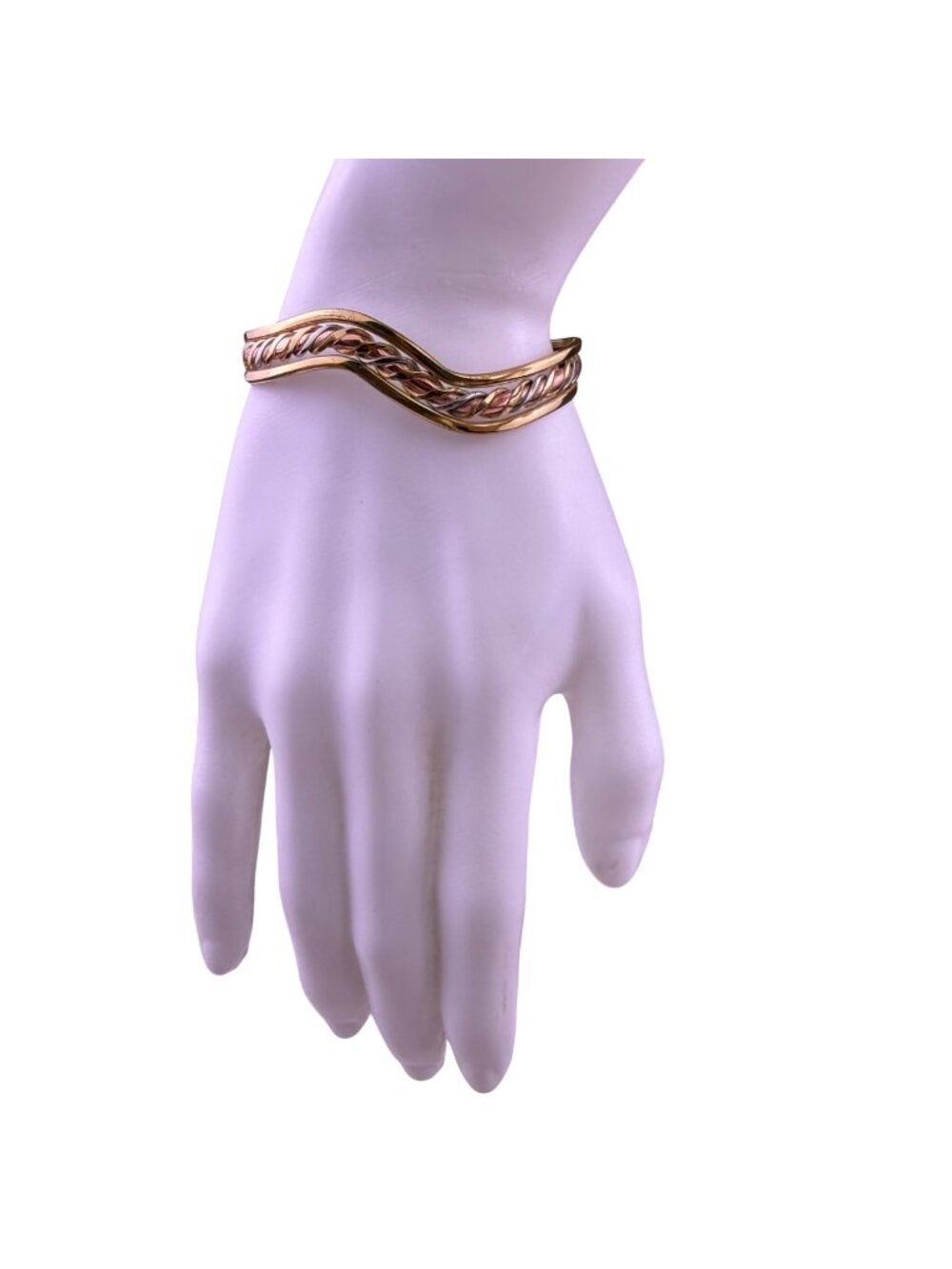Vintage Womens Gold Tone Copper Southwestern Braid Cuff Bracelet